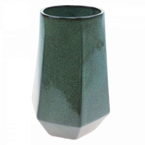 Vaso in ceramica Vaso per fiori Verde Esagonale Ø14,5cm H21,5cm
