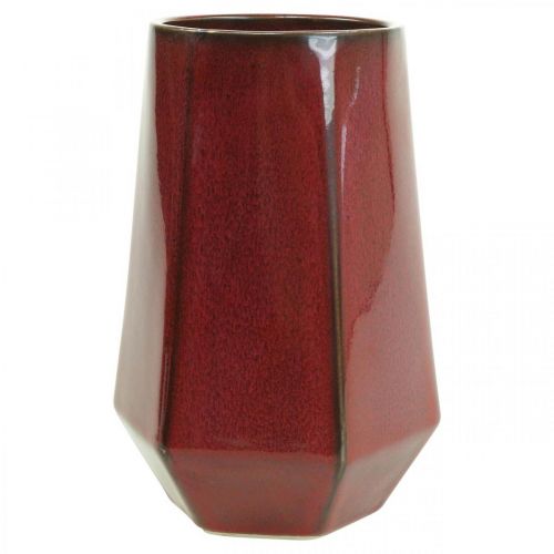 Floristik24 Vaso in ceramica Vaso per fiori rosso esagonale Ø14,5cm H21,5cm