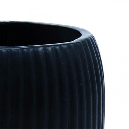 Prodotto Vaso in ceramica con scanalature Vaso in ceramica nera Ø13cm H20cm