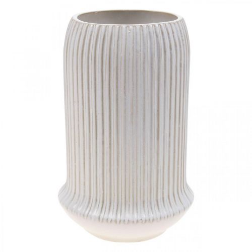 Floristik24 Vaso in ceramica con scanalature Vaso in ceramica bianca Ø13cm H20cm