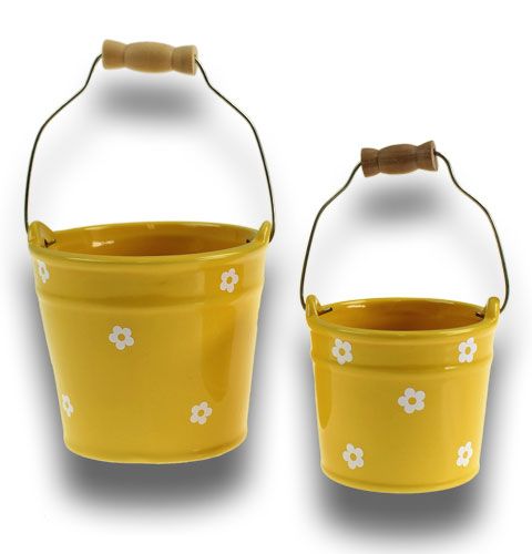 Floristik24 Secchio in ceramica grande giallo