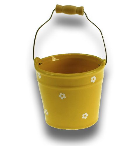 Floristik24 Secchio in ceramica grande giallo