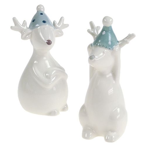 Prodotto Figura in ceramica renna 11cm, 12cm bianca 2pz