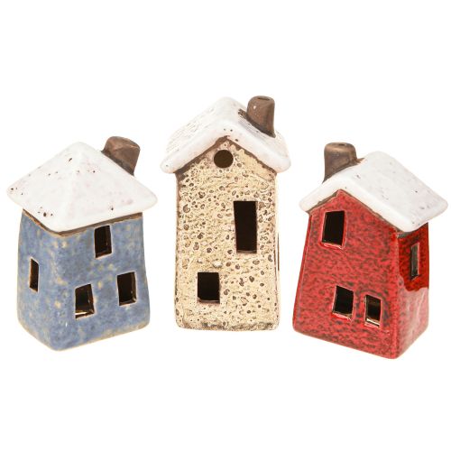 Prodotto Decorazione dell&#39;Avvento in ceramica per casa crema rosso grigio 8,5/9,5 cm 3 pezzi