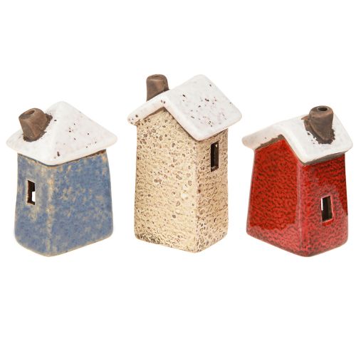 Prodotto Decorazione dell'Avvento in ceramica per casa crema rosso grigio 8,5/9,5 cm 3 pezzi