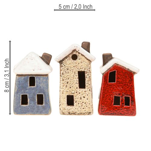 Prodotto Decorazione dell'Avvento in ceramica per casa crema rosso grigio 8,5/9,5 cm 3 pezzi