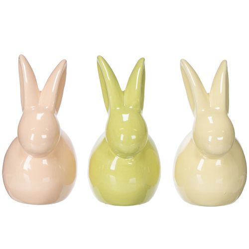 Prodotto Coniglio in ceramica, statuetta decorativa per una Pasqua elegante, 11×6,5×12,5 cm, 3 pezzi