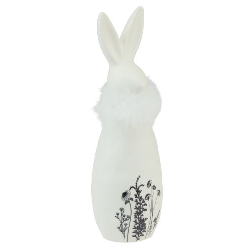 Prodotto Coniglietto in ceramica conigli bianchi decorativi piume fiori Ø6cm H20,5cm