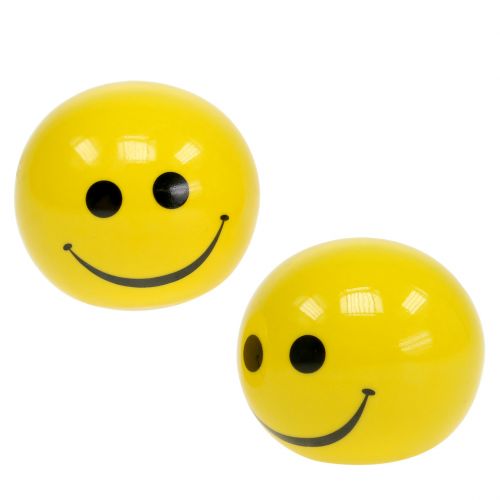 Floristik24 Sfera in ceramica con emoticon giallo Ø5cm H4,5cm 6pz