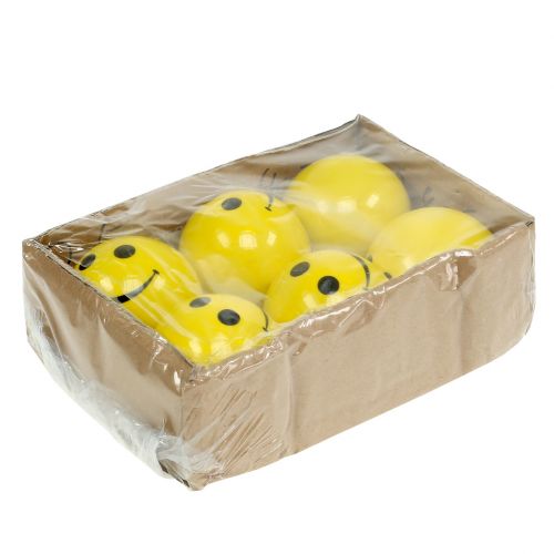 Floristik24 Sfera in ceramica con emoticon giallo Ø5cm H4,5cm 6pz