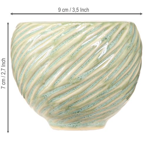 Prodotto Ciotole in ceramica con motivo a spirale verde Ø9cm H7cm 4pz