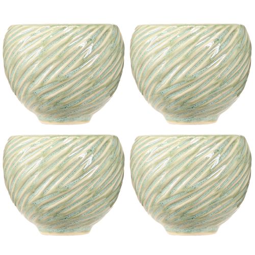 Prodotto Ciotole in ceramica con motivo a spirale verde Ø9cm H7cm 4pz