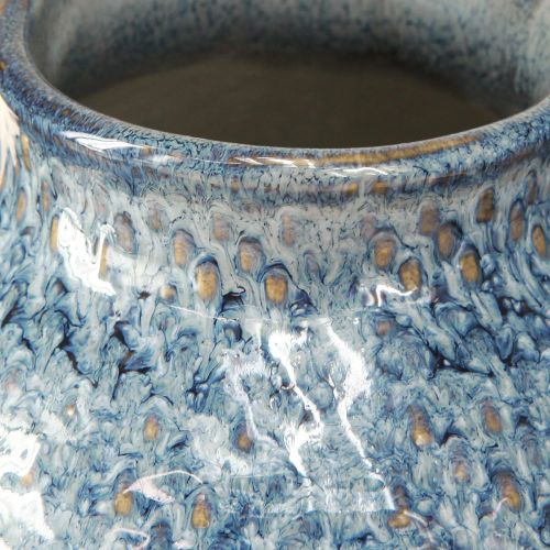 Prodotto Vaso in ceramica smaltata blu e bianco effetto intrecciato H18,5cm
