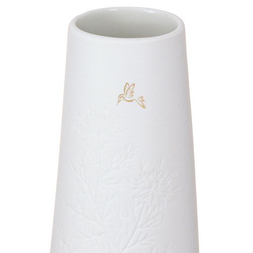 Prodotto Vaso in ceramica decoro uccello oro bianco Ø6,5cm H19cm 2 pezzi