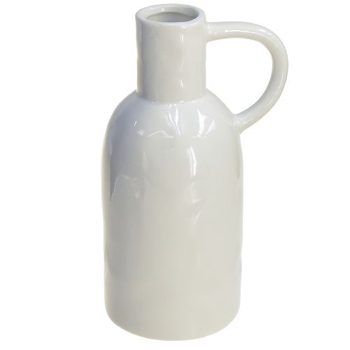 Floristik24 Vaso in ceramica bianca per vaso decorazione a secco con manico Ø9cm H21cm