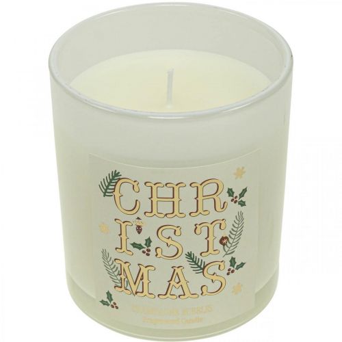 Floristik24 Candela profumata Natale Candela profumata in vetro crema champagne Ø8cm