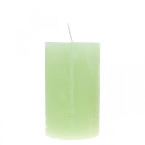 Floristik24 Candele a colonna colorate verde chiaro 60×100mm 4pz