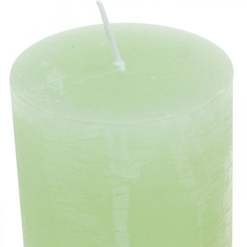 Candele a colonna colorate verde chiaro 60×100mm 4pz