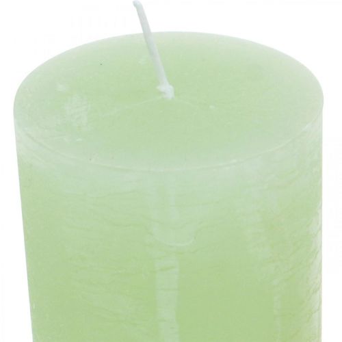 Floristik24 Candele a colonna colorate verde chiaro 60×100mm 4pz