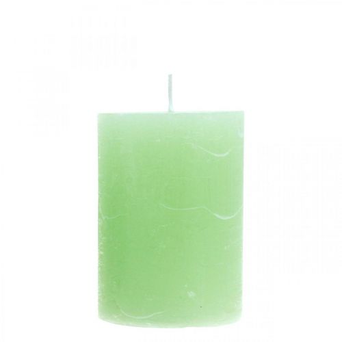 Floristik24 Candele a colonna colorate verde chiaro 70×100mm 4pz