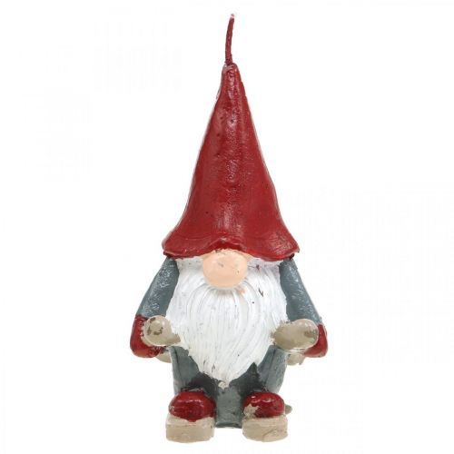 Floristik24 Candela con motivo elfo natalizio, decorazione dell&#39;avvento, elfo con gli sci, candela decorativa H12cm