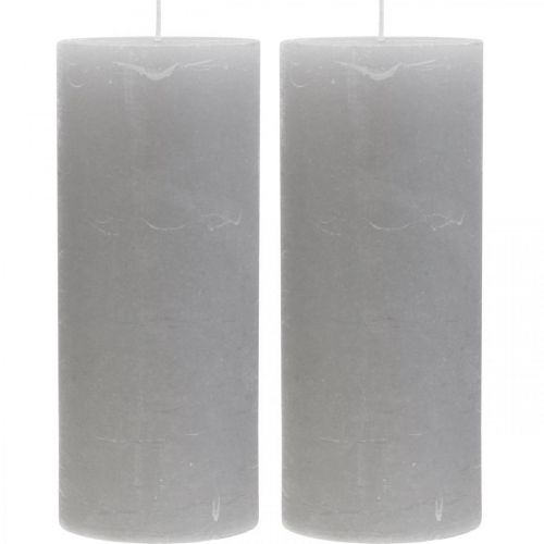 Prodotto Candele a colonna tinta unita grigio chiaro 85×200 mm 2 pz