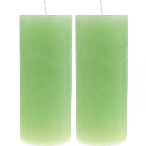 Prodotto Candele a colonna candele tinta unita verde lime​​​​​​​ 85×200mm 2 pz