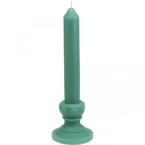 Floristik24 Candela deco candela retrò decorazione da tavolo in cera verde 25 cm