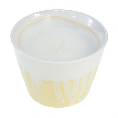 Candela alla citronella in vaso ceramica giallo crema Ø8,5cm