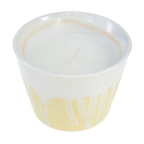 Floristik24 Candela alla citronella in vaso ceramica giallo crema Ø8,5cm