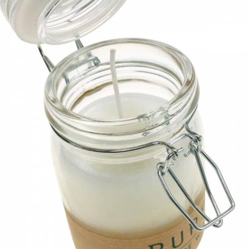 Floristik24 Candela in una decorazione di vetro con coperchio Pure Nature candela di cera cera d&#39;api olio d&#39;oliva