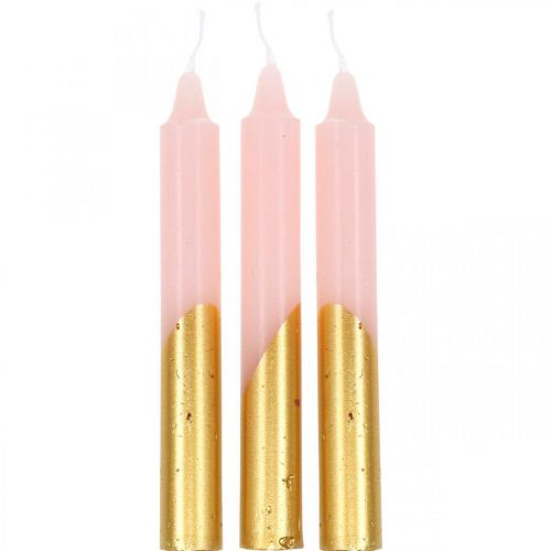 Floristik24 Candele albero candele piramidali rosa, candele dorate H105mm 10p
