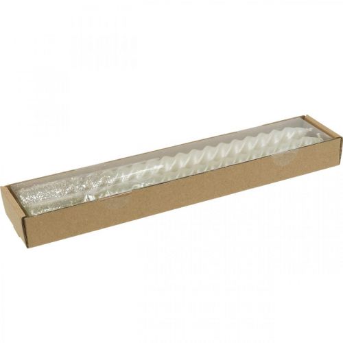 Floristik24 Candele coniche candele attorcigliate candele a spirale crema 24 cm 2 pezzi