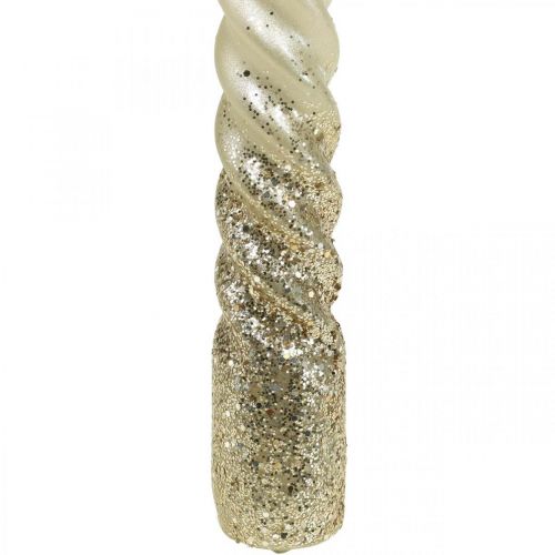 Floristik24 Candele coniche candele attorcigliate candele a spirale crema 24 cm 2 pezzi