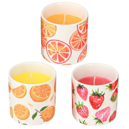 Prodotto Candele da esterno in ceramica con citronella e frutta H7cm 3pz