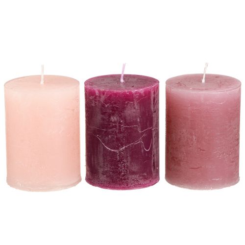 Prodotto Candele Candele pilastro Pink Berry 3 colori 60x80mm 12 pz