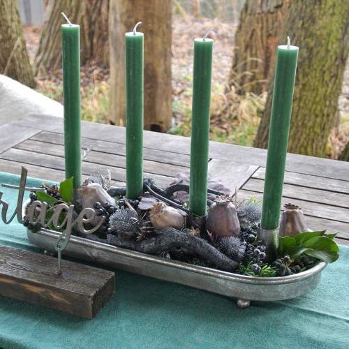 Floristik24 Portacandela ovale per 4 candele metallo argento antico 40×17cm
