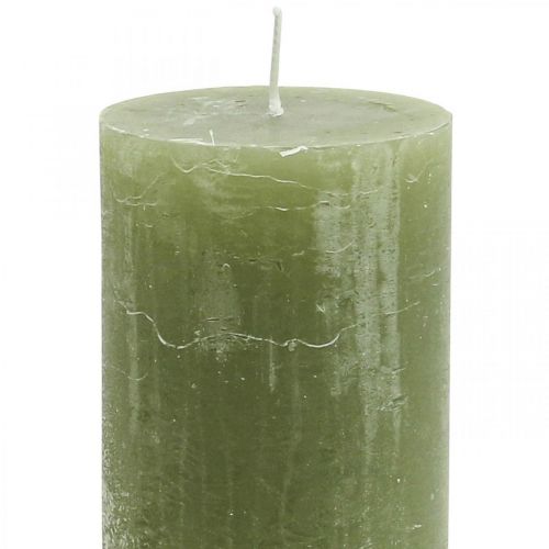 Prodotto Candele tinta unita Candele a colonna verde oliva 60×100 mm 4 pz