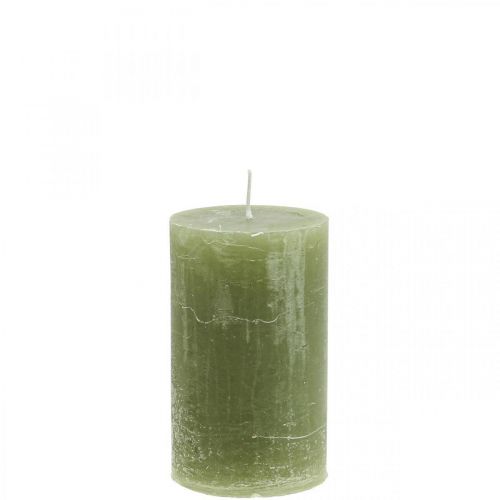 Prodotto Candele tinta unita Candele a colonna verde oliva 60×100 mm 4 pz