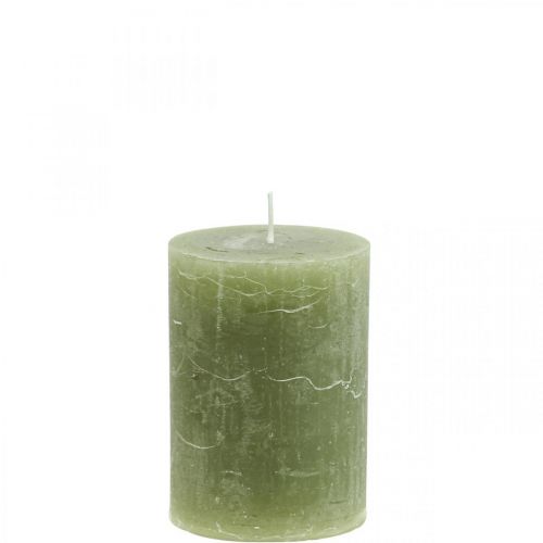 Prodotto Candele tinta unita Candele a colonna verde oliva 70×100 mm 4 pz