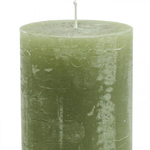 Prodotto Candele tinta unita Candele a colonna verde oliva 70×120 mm 4 pz
