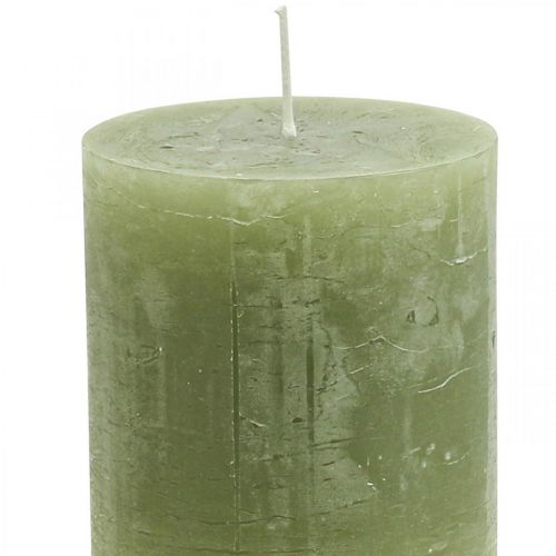 Prodotto Candele tinta unita Candele a colonna verde oliva 70×80 mm 4 pz
