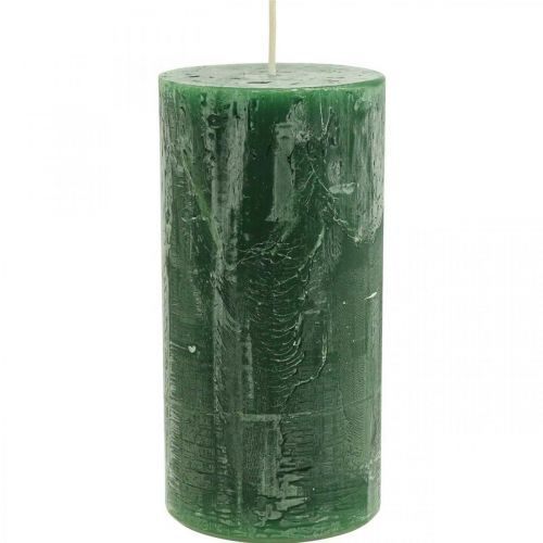 Candele in tinta unita Candele a colonna verde scuro 70×140mm 4 pz