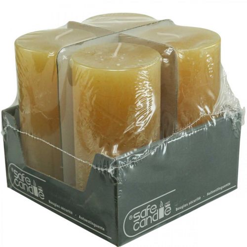Prodotto Candele a colonna Candele rustiche in tinta unita gialle 70/140mm 4 pz