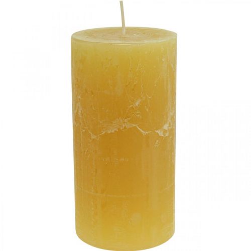 Candele a colonna Candele rustiche in tinta unita gialle 70/140mm 4 pz