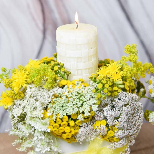 Floristik24 Candele rustiche, candele in cera bianca, candele pilastro modello cesto 110/65 2pz