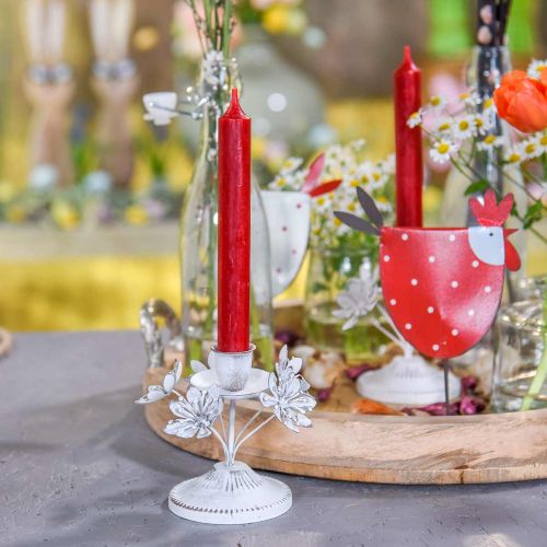 Floristik24 Decorazione candela, primavera, portacandele con fiori, decorazione in metallo per il matrimonio