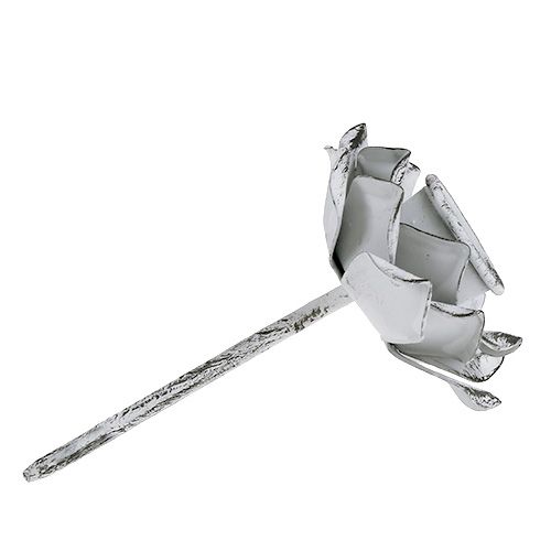 Floristik24 Portacandele a forma di fiore bianco shabby Ø5,8cm H6,8cm 4 pezzi