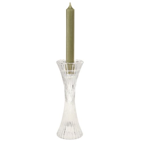 Prodotto Portacandele in vetro trasparente con scanalature portacandele a bastone H20cm 2 pezzi
