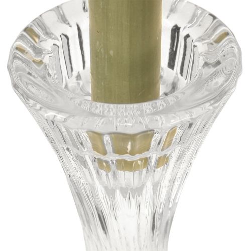 Prodotto Portacandele in vetro trasparente con scanalature portacandele a bastone H20cm 2 pezzi